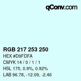 Color code: RGB 217 253 250 | qconv.com