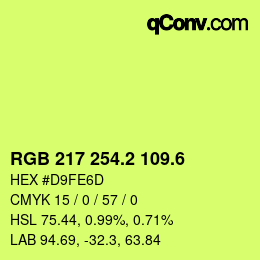 カラーコード: RGB 217 254.2 109.6 | qconv.com