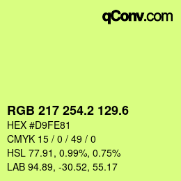 カラーコード: RGB 217 254.2 129.6 | qconv.com