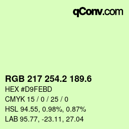 カラーコード: RGB 217 254.2 189.6 | qconv.com