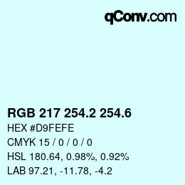 カラーコード: RGB 217 254.2 254.6 | qconv.com
