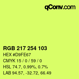 カラーコード: RGB 217 254 103 | qconv.com
