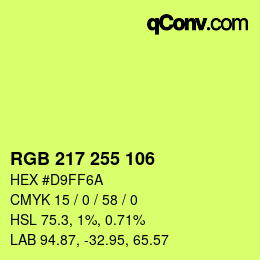 Color code: RGB 217 255 106 | qconv.com