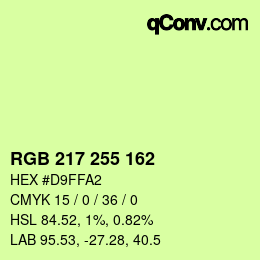 Color code: RGB 217 255 162 | qconv.com