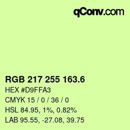 カラーコード: RGB 217 255 163.6 | qconv.com