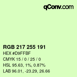 Color code: RGB 217 255 191 | qconv.com