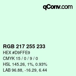 Color code: RGB 217 255 233 | qconv.com