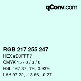 Color code: RGB 217 255 247 | qconv.com