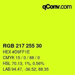 颜色代码: RGB 217 255 30 | qconv.com