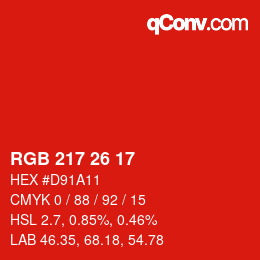 Color code: RGB 217 26 17 | qconv.com