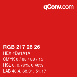 カラーコード: RGB 217 26 26 | qconv.com