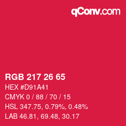 Color code: RGB 217 26 65 | qconv.com