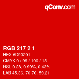 Color code: RGB 217 2 1 | qconv.com