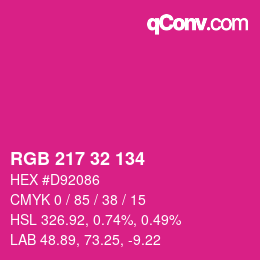 Color code: RGB 217 32 134 | qconv.com