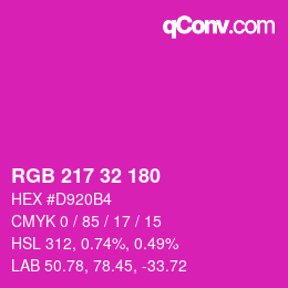 Color code: RGB 217 32 180 | qconv.com