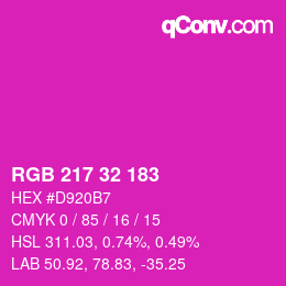 Color code: RGB 217 32 183 | qconv.com