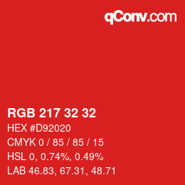 Color code: RGB 217 32 32 | qconv.com