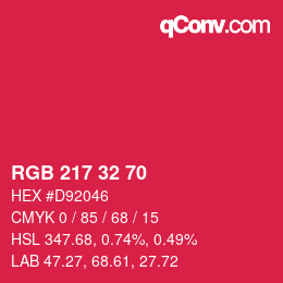 Color code: RGB 217 32 70 | qconv.com