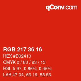 カラーコード: RGB 217 36 16 | qconv.com