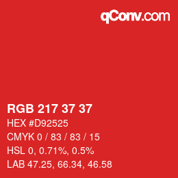 カラーコード: RGB 217 37 37 | qconv.com