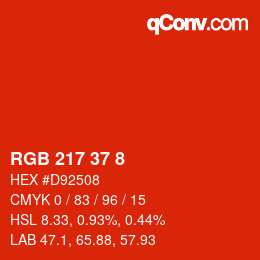 颜色代码: RGB 217 37 8 | qconv.com