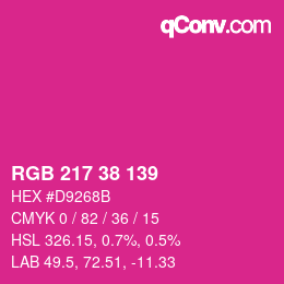 颜色代码: RGB 217 38 139 | qconv.com