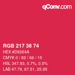 カラーコード: RGB 217 38 74 | qconv.com