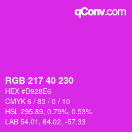 Color code: RGB 217 40 230 | qconv.com