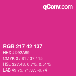 Farbcode: RGB 217 42 137 | qconv.com