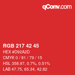 Código de color: RGB 217 42 45 | qconv.com