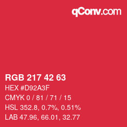 Color code: RGB 217 42 63 | qconv.com