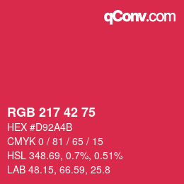 カラーコード: RGB 217 42 75 | qconv.com