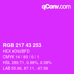 颜色代码: RGB 217 43 253 | qconv.com