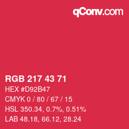 Color code: RGB 217 43 71 | qconv.com