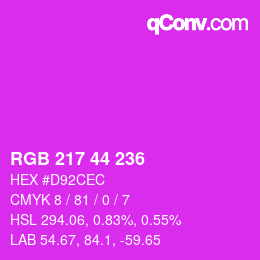 Color code: RGB 217 44 236 | qconv.com
