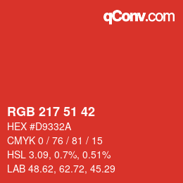 カラーコード: RGB 217 51 42 | qconv.com