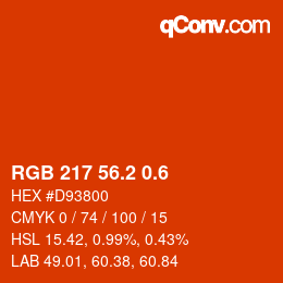 カラーコード: RGB 217 56.2 0.6 | qconv.com