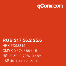 カラーコード: RGB 217 56.2 25.6 | qconv.com