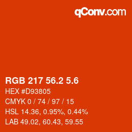 カラーコード: RGB 217 56.2 5.6 | qconv.com