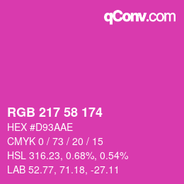 颜色代码: RGB 217 58 174 | qconv.com