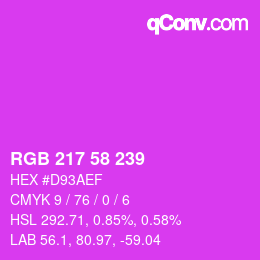 颜色代码: RGB 217 58 239 | qconv.com
