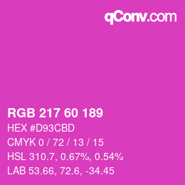 カラーコード: RGB 217 60 189 | qconv.com