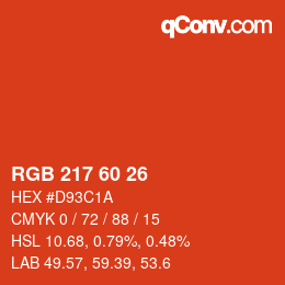 カラーコード: RGB 217 60 26 | qconv.com