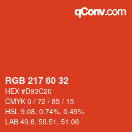 カラーコード: RGB 217 60 32 | qconv.com