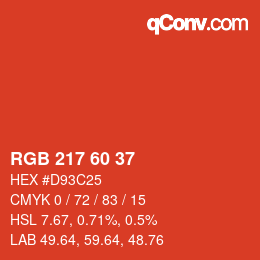 カラーコード: RGB 217 60 37 | qconv.com