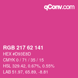 Color code: RGB 217 62 141 | qconv.com