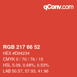Color code: RGB 217 66 52 | qconv.com