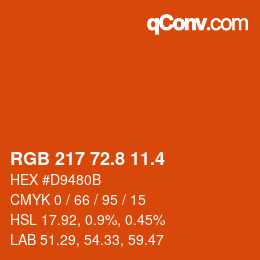 カラーコード: RGB 217 72.8 11.4 | qconv.com