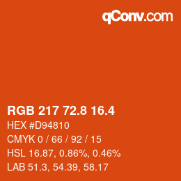 カラーコード: RGB 217 72.8 16.4 | qconv.com