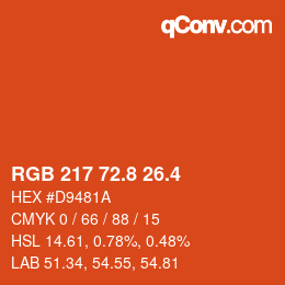 カラーコード: RGB 217 72.8 26.4 | qconv.com
